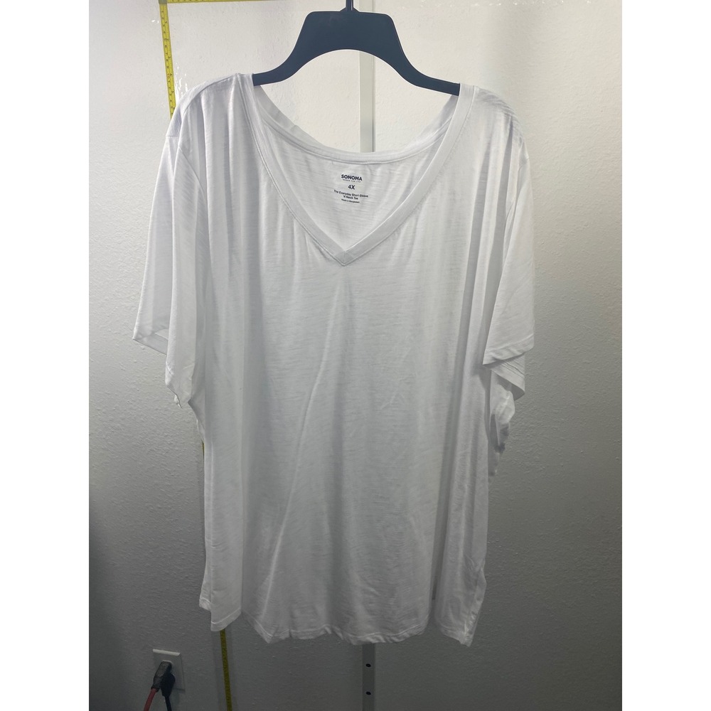 Sonoma Goods For Life White‎ Everyday Short Sleeve V-Neck Tee Plus Size 4X